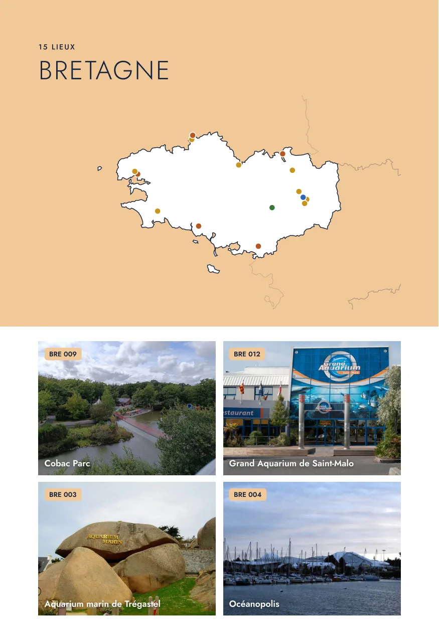 Page d'ouverture d'un chapitre régional avec carte et photos
